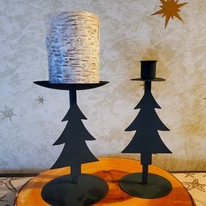 Green Pine Tree Candle Holders